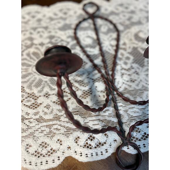 Twisted Metal Double Candlestick Wall Hanging - Picture 3 of 7